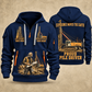 Junttan PM20LC Pile Driver quarter zip hoodie in Navy, front and back views, sample YOUR NAME and SINCE 2000 artwork