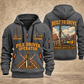 Junttan PM25H Pile Driver quarter zip hoodie in Gray, front and back views, sample YOUR NAME and SINCE 2000 artwork