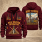 Junttan PM25H Pile Driver quarter zip hoodie in Wine Red, front and back views, sample YOUR NAME and SINCE 2000 artwork