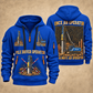 Junttan PMx25 Pile Driver quarter zip hoodie in Blue, front and back views, sample YOUR NAME and SINCE 2000 artwork