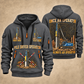 Junttan PMx25 Pile Driver quarter zip hoodie in Gray, front and back views, sample YOUR NAME and SINCE 2000 artwork