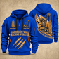 Bauer MC 96 with BC 40 Diaphragm Wall Machine quarter zip hoodie in Blue, front and back views, sample YOUR NAME and SINCE 2000 artwork