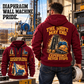 Soilmec SC-135 HD Tiger with SH-40 Diaphragm Wall Machine quarter zip hoodie in Wine Red, adult lifestyle portrait showing front and back artwork