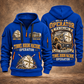 Robbins Main Beam TBM - Mill Creek Big Tex configuration Tunnel Boring Machine quarter zip hoodie in Blue, front and back views, sample YOUR NAME and SINCE 2000 artwork
