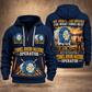 Herrenknecht Multi-mode TBM S-502 - Lake Mead configuration Tunnel Boring Machine quarter zip hoodie in Navy, front and back views, sample YOUR NAME and SINCE 2000 artwork
