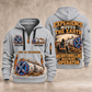 Akkerman SL44C Microtunnelling Machine quarter zip hoodie in Light Grey, front and back views, sample YOUR NAME and SINCE 2000 artwork