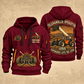 JLG 1055 Telehandler quarter zip hoodie in Wine Red, front and back views, sample YOUR NAME and SINCE 2000 artwork