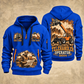 SkyTrak 10054 Telehandler quarter zip hoodie in Blue, front and back views, sample YOUR NAME and SINCE 2000 artwork