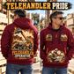 SkyTrak 10054 Telehandler quarter zip hoodie in Wine Red, adult lifestyle portrait showing front and back artwork