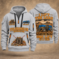 Genie GTH-1056 Telehandler quarter zip hoodie in Light Grey, front and back views, sample YOUR NAME and SINCE 2000 artwork