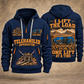 Genie GTH-1056 Telehandler quarter zip hoodie in Navy, front and back views, sample YOUR NAME and SINCE 2000 artwork