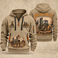 JCB 930 Rough-Terrain Forklift quarter zip hoodie in Khaki, front and back views, sample YOUR NAME and SINCE 2000 artwork