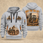 JCB 930 Rough-Terrain Forklift quarter zip hoodie in Light Grey, front and back views, sample YOUR NAME and SINCE 2000 artwork