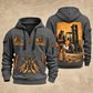 CASE 588H Rough-Terrain Forklift quarter zip hoodie in Gray, front and back views, sample YOUR NAME and SINCE 2000 artwork