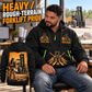 CASE 588H Rough-Terrain Forklift quarter zip hoodie in Black, adult lifestyle portrait showing front and back artwork