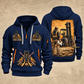 CASE 588H Rough-Terrain Forklift quarter zip hoodie in Navy, front and back views, sample YOUR NAME and SINCE 2000 artwork