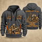 Manitou M 50-4 Rough-Terrain Forklift quarter zip hoodie in Gray, front and back views, sample YOUR NAME and SINCE 2000 artwork