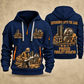 Manitou M 50-4 Rough-Terrain Forklift quarter zip hoodie in Navy, front and back views, sample YOUR NAME and SINCE 2000 artwork