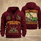 Sennebogen 825 E Material Handler quarter zip hoodie in Wine Red, front and back views, sample YOUR NAME and SINCE 2000 artwork