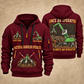 Sennebogen 830 E Material Handler quarter zip hoodie in Wine Red, front and back views, sample YOUR NAME and SINCE 2000 artwork