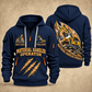 Liebherr LH 30 M Industry Litronic Material Handler quarter zip hoodie in Navy, front and back views, sample YOUR NAME and SINCE 2000 artwork