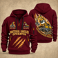 Liebherr LH 30 M Industry Litronic Material Handler quarter zip hoodie in Wine Red, front and back views, sample YOUR NAME and SINCE 2000 artwork