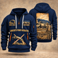 Putzmeister 36Z-Meter Concrete Pump quarter zip hoodie in Navy, front and back views, sample YOUR NAME and SINCE 2000 artwork