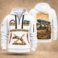 Putzmeister 36Z-Meter Concrete Pump quarter zip hoodie in White, front and back views, sample YOUR NAME and SINCE 2000 artwork