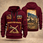 Putzmeister 36Z-Meter Concrete Pump quarter zip hoodie in Wine Red, front and back views, sample YOUR NAME and SINCE 2000 artwork