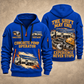 Putzmeister 38Z-5-Meter Concrete Pump quarter zip hoodie in Blue, front and back views, sample YOUR NAME and SINCE 2000 artwork