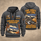 Putzmeister 38Z-5-Meter Concrete Pump quarter zip hoodie in Gray, front and back views, sample YOUR NAME and SINCE 2000 artwork