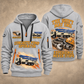 Putzmeister 38Z-5-Meter Concrete Pump quarter zip hoodie in Light Grey, front and back views, sample YOUR NAME and SINCE 2000 artwork