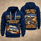 Putzmeister 38Z-5-Meter Concrete Pump quarter zip hoodie in Navy, front and back views, sample YOUR NAME and SINCE 2000 artwork