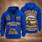 Putzmeister 47Z-Meter Concrete Pump quarter zip hoodie in Blue, front and back views, sample YOUR NAME and SINCE 2000 artwork