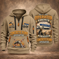 Putzmeister 47Z-Meter Concrete Pump quarter zip hoodie in Khaki, front and back views, sample YOUR NAME and SINCE 2000 artwork