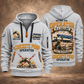 Putzmeister 47Z-Meter Concrete Pump quarter zip hoodie in Light Grey, front and back views, sample YOUR NAME and SINCE 2000 artwork