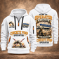 Putzmeister 47Z-Meter Concrete Pump quarter zip hoodie in White, front and back views, sample YOUR NAME and SINCE 2000 artwork