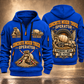 McNeilus Standard Rear Discharge Mixer Concrete Mixer Truck quarter zip hoodie in Blue, front and back views, sample YOUR NAME and SINCE 2000 artwork