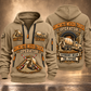 McNeilus Standard Rear Discharge Mixer Concrete Mixer Truck quarter zip hoodie in Khaki, front and back views, sample YOUR NAME and SINCE 2000 artwork