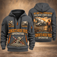 Oshkosh S-Series Front Discharge Concrete Mixer Truck quarter zip hoodie in Gray, front and back views, sample YOUR NAME and SINCE 2000 artwork
