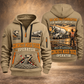 Oshkosh S-Series Front Discharge Concrete Mixer Truck quarter zip hoodie in Khaki, front and back views, sample YOUR NAME and SINCE 2000 artwork