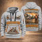 Oshkosh S-Series Front Discharge Concrete Mixer Truck quarter zip hoodie in Light Grey, front and back views, sample YOUR NAME and SINCE 2000 artwork