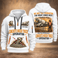 Oshkosh S-Series Front Discharge Concrete Mixer Truck quarter zip hoodie in White, front and back views, sample YOUR NAME and SINCE 2000 artwork