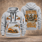JLG 600S Telescopic Boom Lift quarter zip hoodie in Light Grey, front and back views, sample YOUR NAME and SINCE 2000 artwork