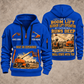 JLG 660SJ Telescopic Boom Lift with Jib quarter zip hoodie in Blue, front and back views, sample YOUR NAME and SINCE 2000 artwork