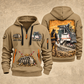 2200 SM Surface Miner quarter zip hoodie in Khaki, front and back views, sample YOUR NAME and SINCE 2000 artwork