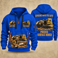 T1255III Chain Drive Terrain Leveler Surface Miner quarter zip hoodie in Blue, front and back views, sample YOUR NAME and SINCE 2000 artwork