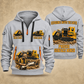 T1255III Chain Drive Terrain Leveler Surface Miner quarter zip hoodie in Light Grey, front and back views, sample YOUR NAME and SINCE 2000 artwork