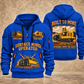 T1655III Terrain Leveler Surface Miner quarter zip hoodie in Blue, front and back views, sample YOUR NAME and SINCE 2000 artwork