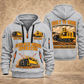 T1655III Terrain Leveler Surface Miner quarter zip hoodie in Light Grey, front and back views, sample YOUR NAME and SINCE 2000 artwork